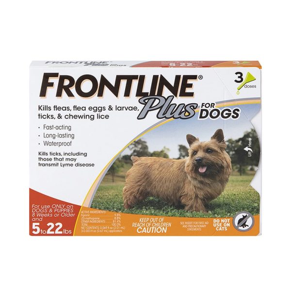 Frontline Plus Flea & Tick Treatment for Small Dogs & Puppies (5 - 22 lbs.)-3 doses