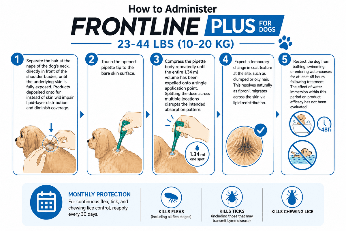 how to apply frontline plus for dogs 23-44 lbs spot-on