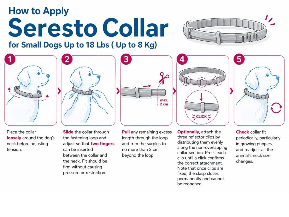 how to fit seresto collar on small dogs 18 lbs