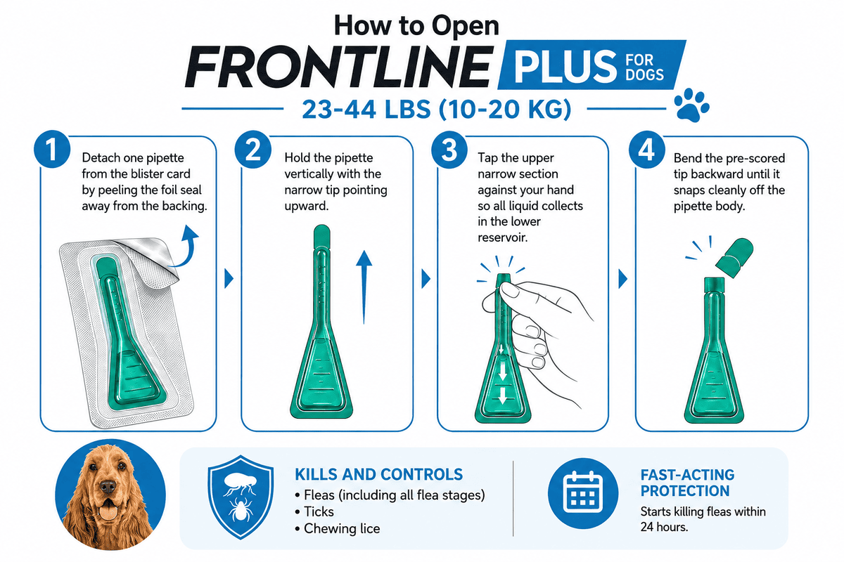 how to open frontline plus for dogs 23-44 lbs pipette