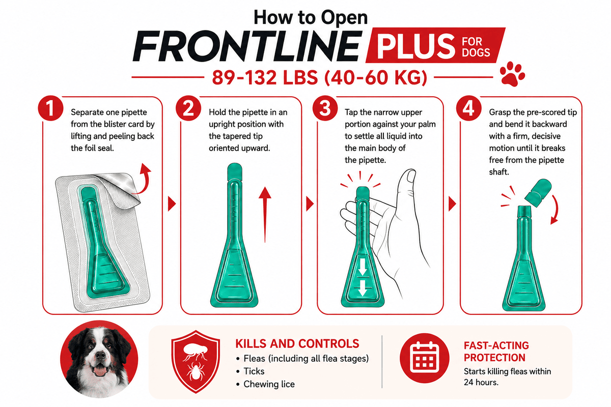 how to open frontline plus for dogs 89-132 lbs pipette