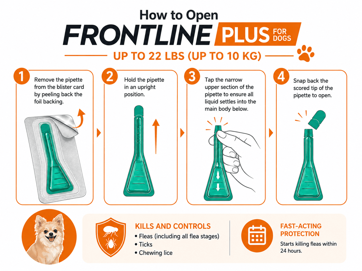 how to open frontline plus for dogs 22 lbs pipette
