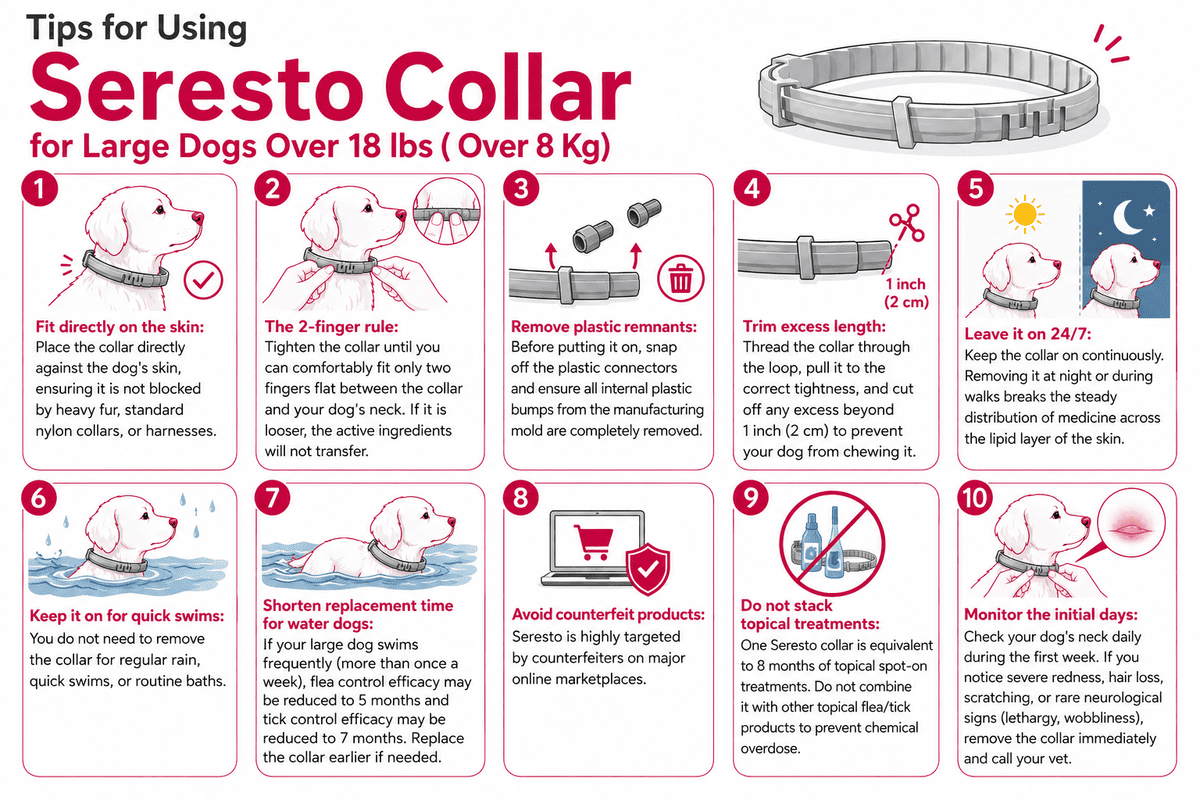 tips for using seresto collar for large dogs 18 lbs