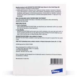 Interceptor Spectrum For Dogs Up To 4kg Brown back box