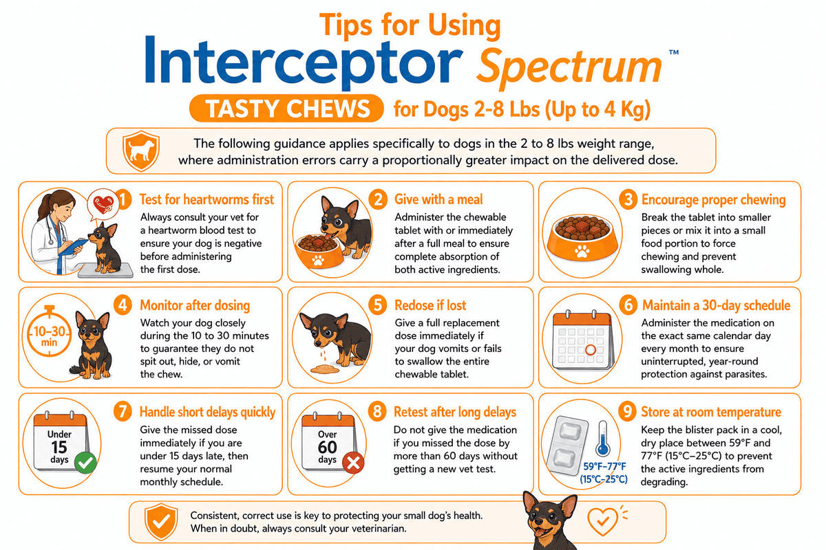 tips for using interceptor spectrum tasty chews for dogs 2-8 lbs