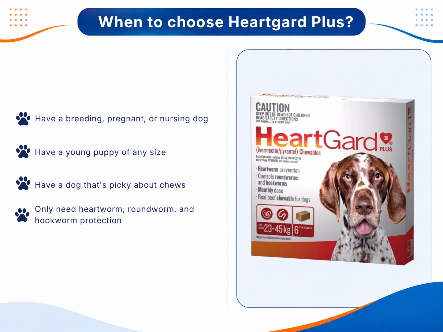 Showing when Heartgard Plus may be a suitable option for dogs with specific age, breeding, or parasite prevention needs.
