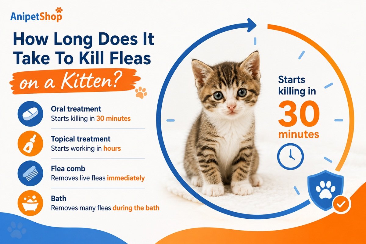 how long to kill fleas on kittens